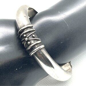 925 Sterling Silver Deborah Armstrong Hollow Dome Cuff Statement Bracelet VTG